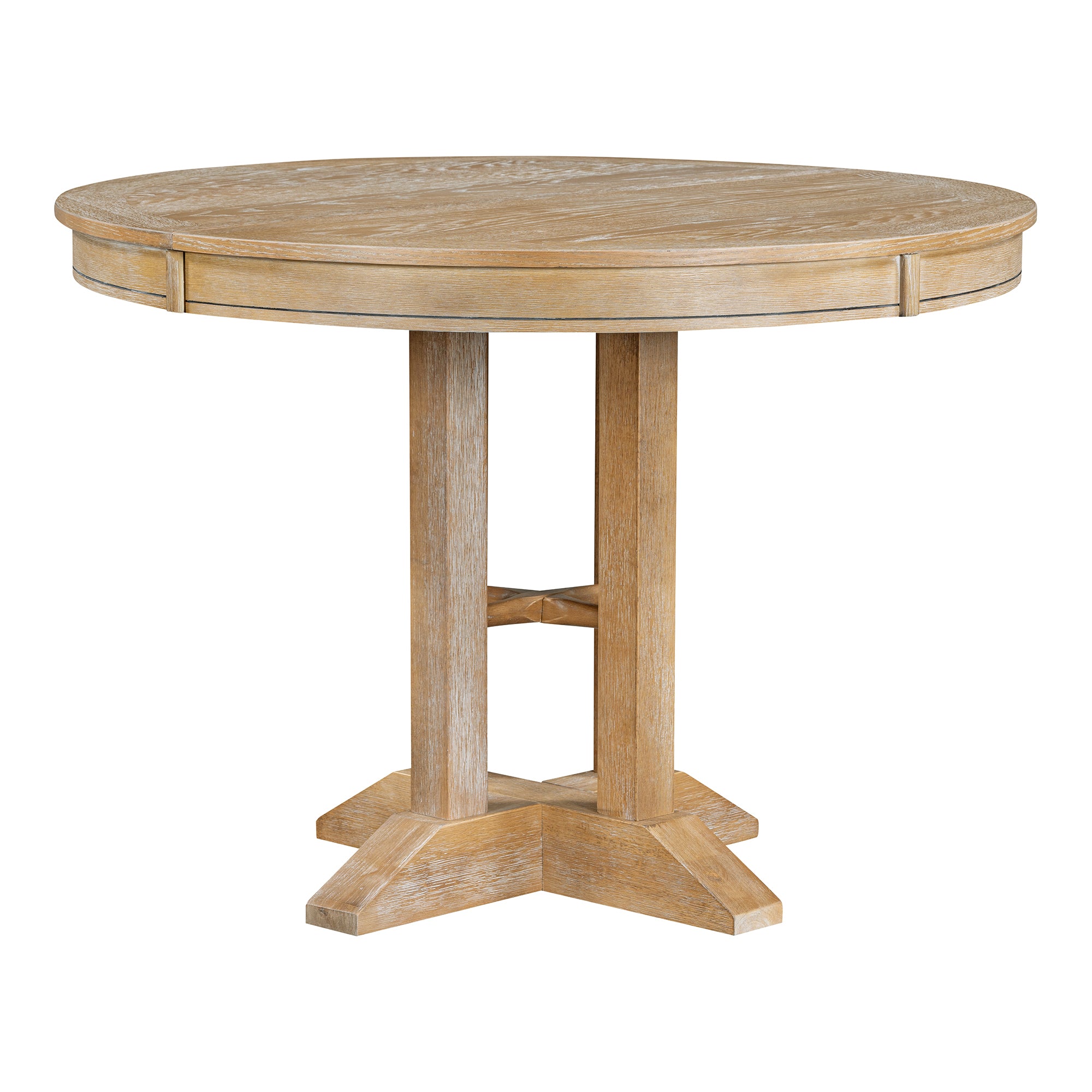 5-Piece Dining Set Extendable Round Table and 4 Chairs Farmhouse Dining Set - Natural Wood Wash