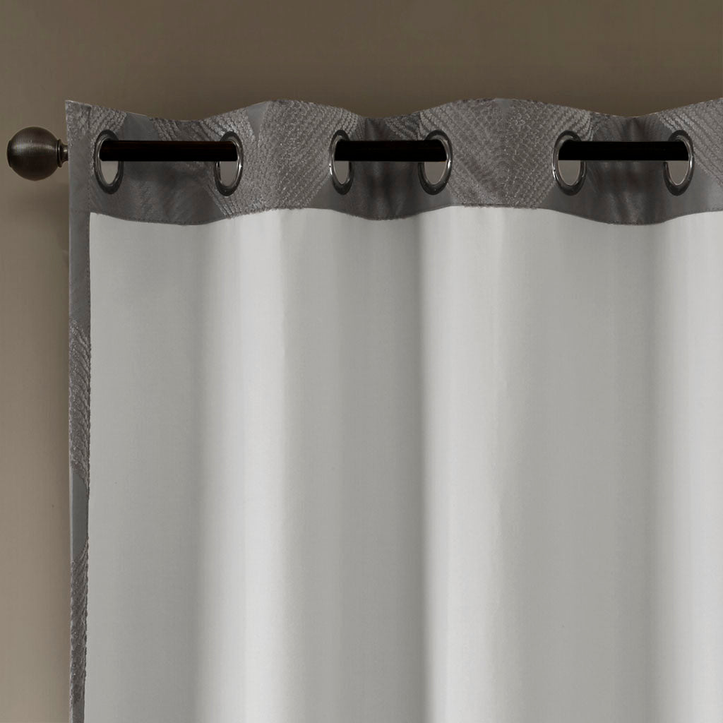 50x95" Ogee Knitted Jacquard Total Blackout Curtain Panel - Charcoal (1 panel only)