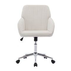 TY Adjustable Office Chair, Ergonomic Swivel Chair, Velvet Backrest Seat, Comfortable for Long Sitting, Beige
