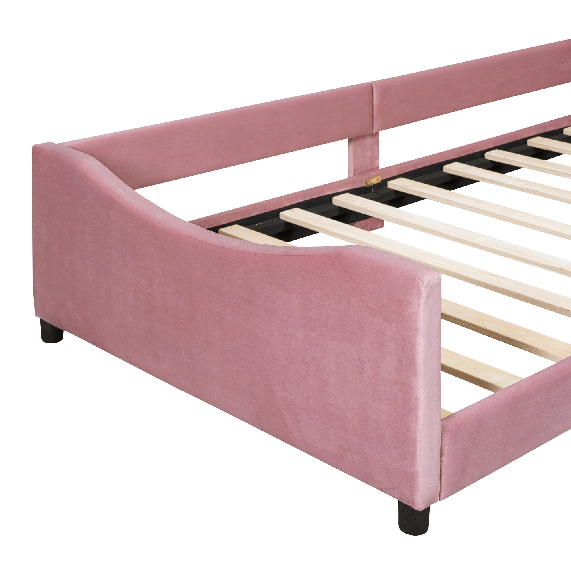 Twin Size Upholstered Daybed with Rabbit Ear Shaped Headboard - Pink