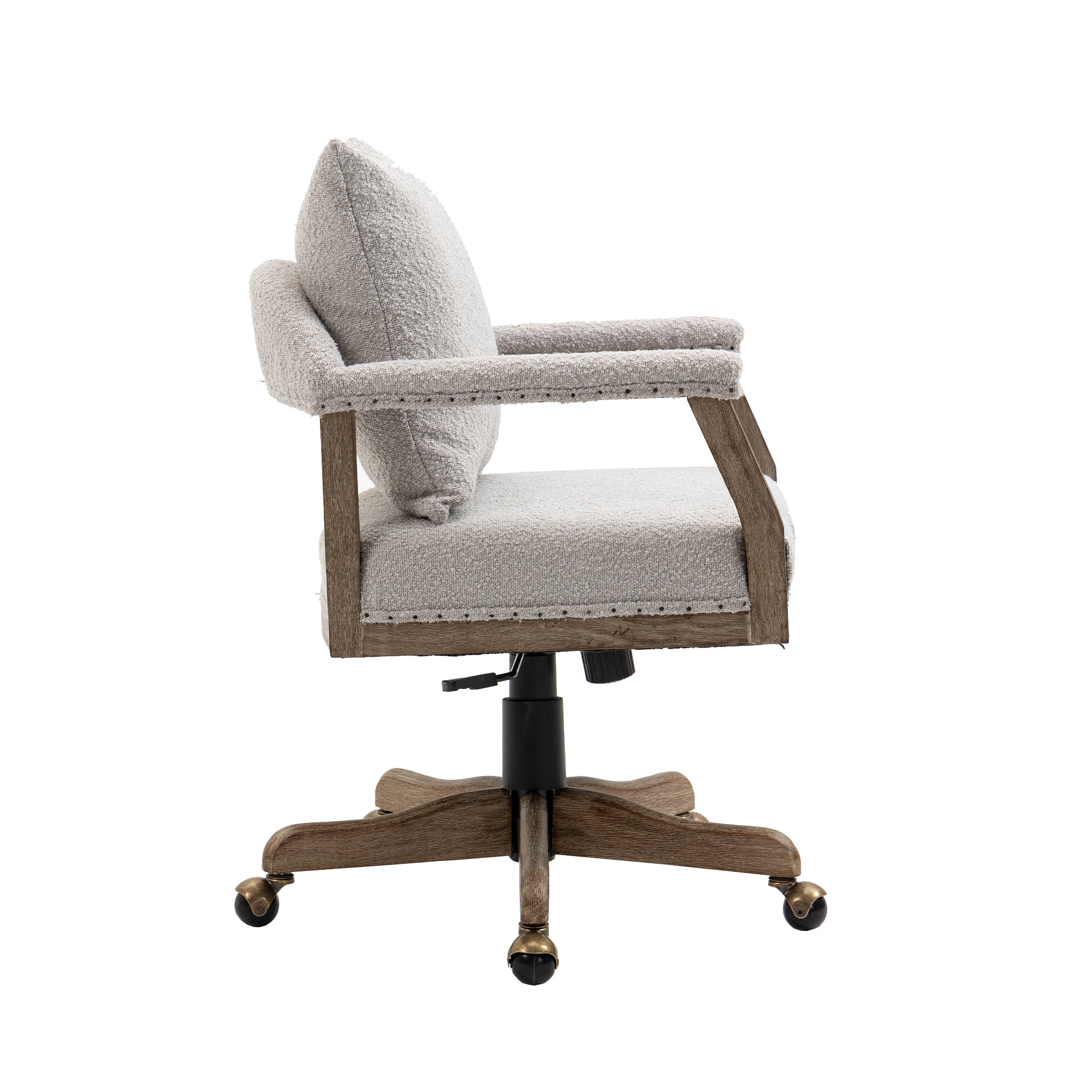 Office Chair Adjustable Swivel Chair Fabric Seat Home Study Chair - Light Gray