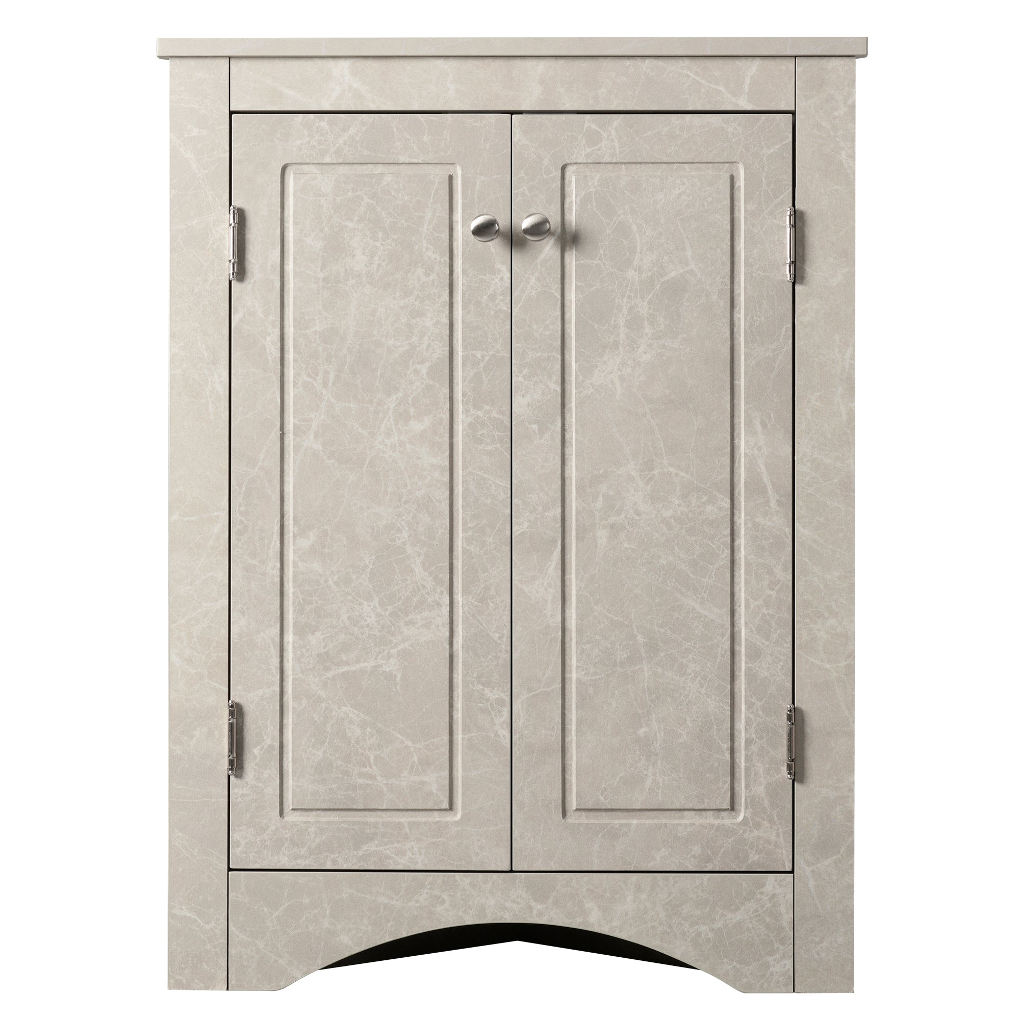 White Marble Triangle Bathroom Storage Cabinet with Adjustable Shelves