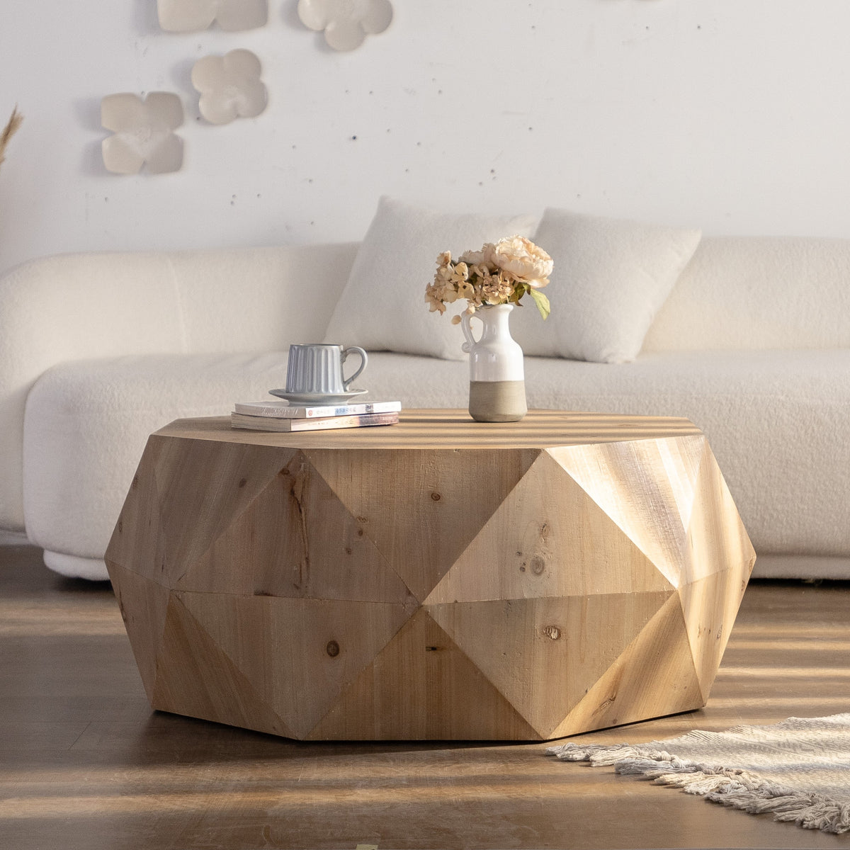 38'Three-dimensional Embossed Pattern Design American Retro Style Coffee Table(Same SKU:W757136671)