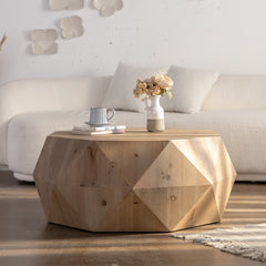 38'Three-dimensional Embossed Pattern Design American Retro Style Coffee Table(Same SKU:W757136671)
