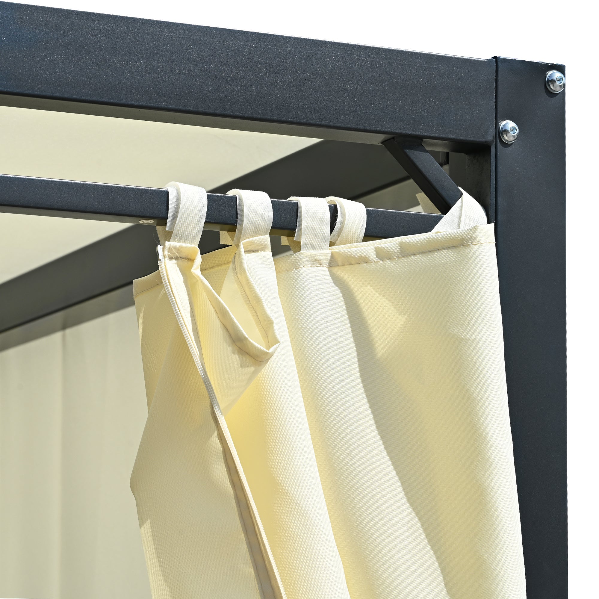 Outdoor Swing Bed for 2-3 People, Adjustable Curtains - Beige