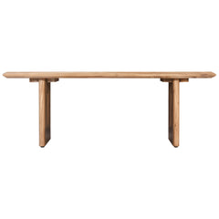 51 in. Solid Acacia Wood Coffee Table with Curved Edges- Brown