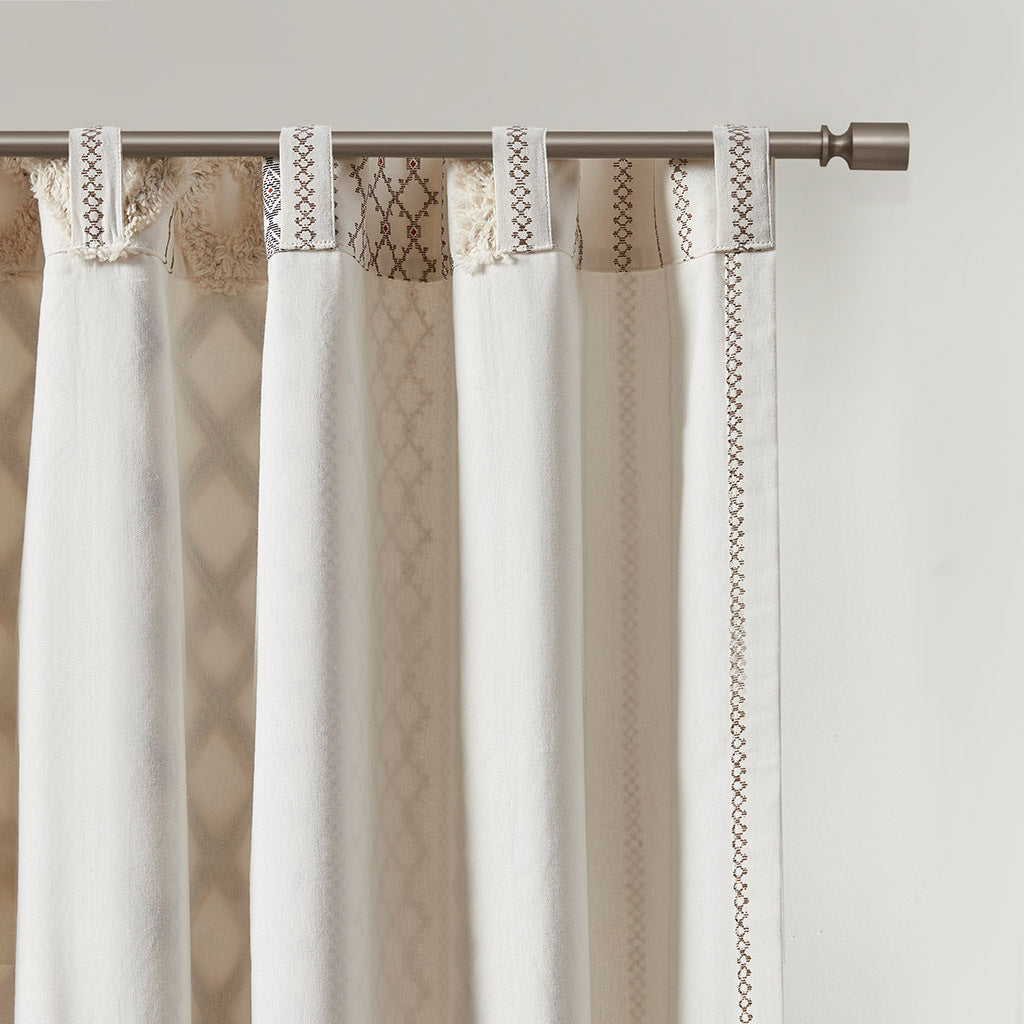 84"H Cotton Printed Curtain Panel with Chenille Stripe and Lining (1 panel)