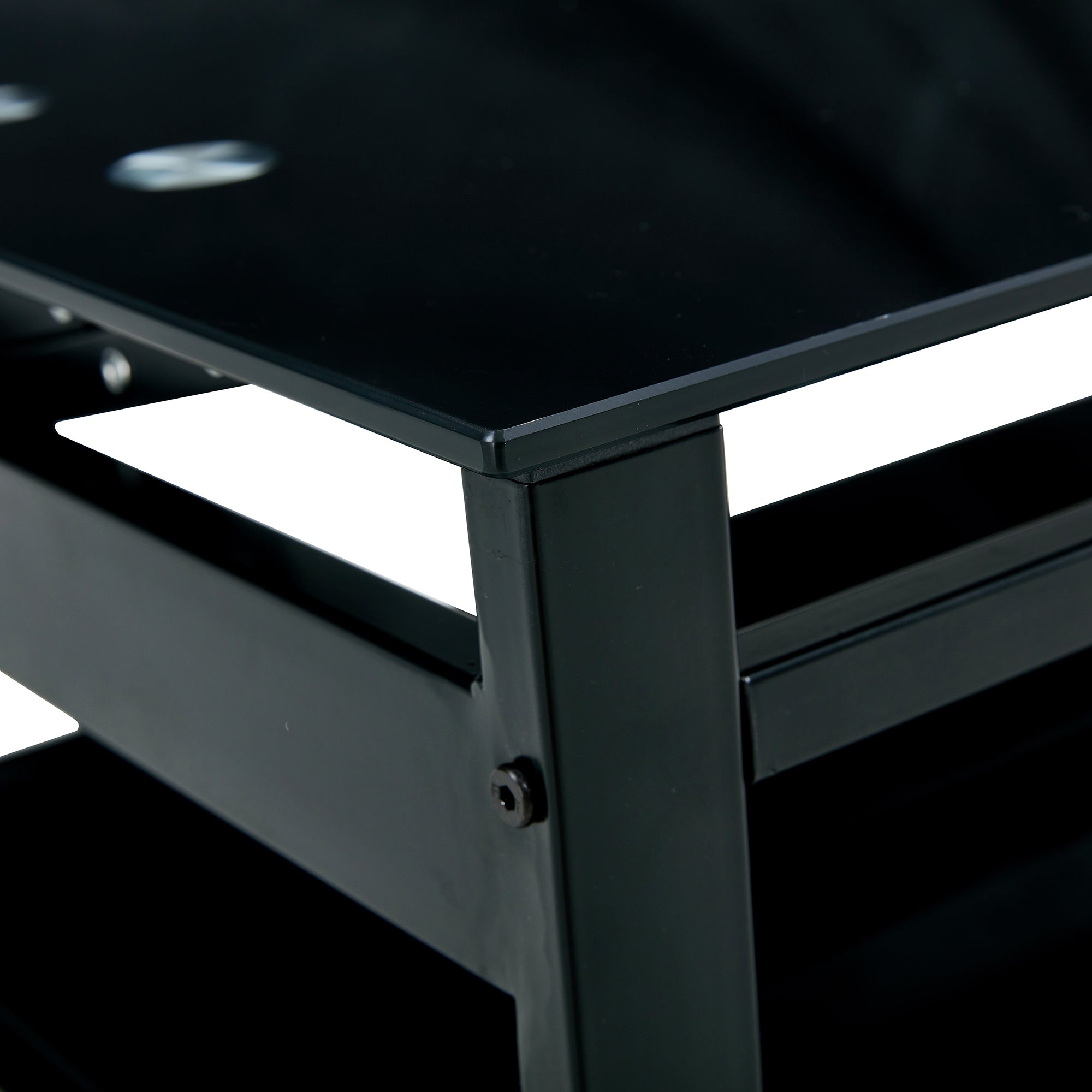 Modern Simple 2-Layer Tempered Glass Coffee Table - Black