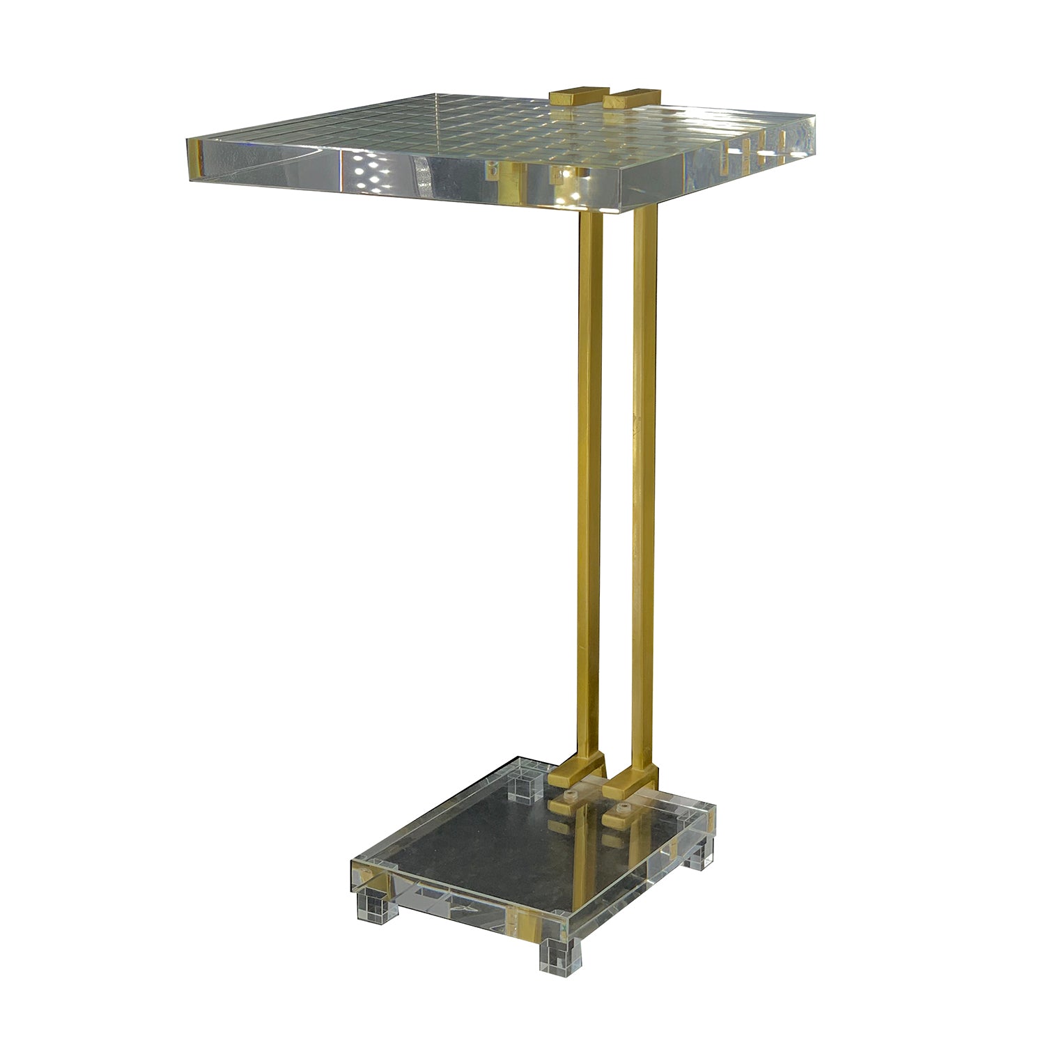 Crystal Side Table with Gold Metal Frame 22"