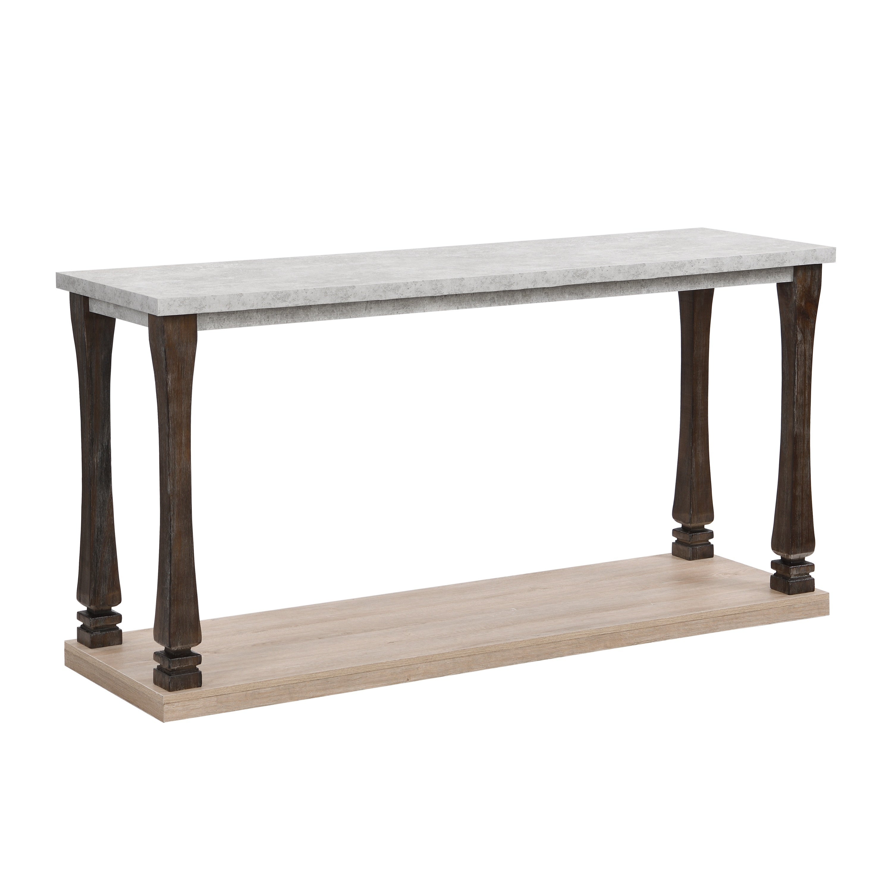 Mid-Century Console Table for Entryway, Wood sofa Table with 2-Tier Storage Shelf, 48 inch Long Rectangle -Grey Tabletop