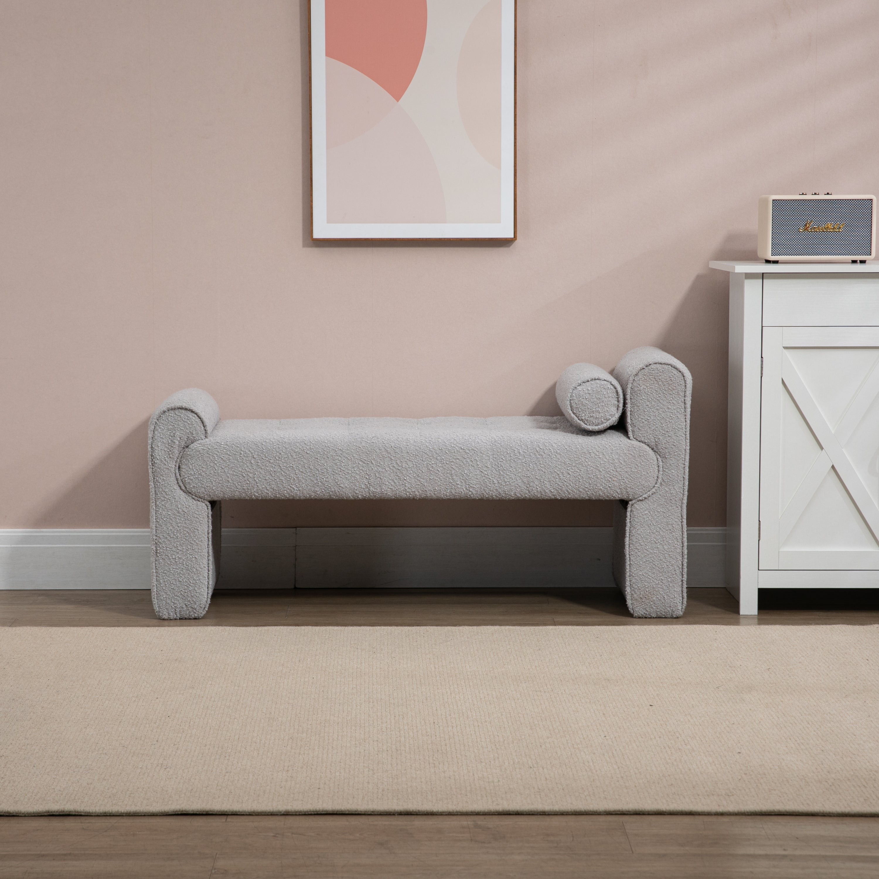 Modern Ottoman Bench - Light Gray