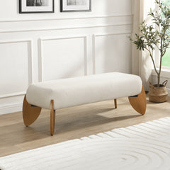 Stylish Long White Bouclé Ottoman