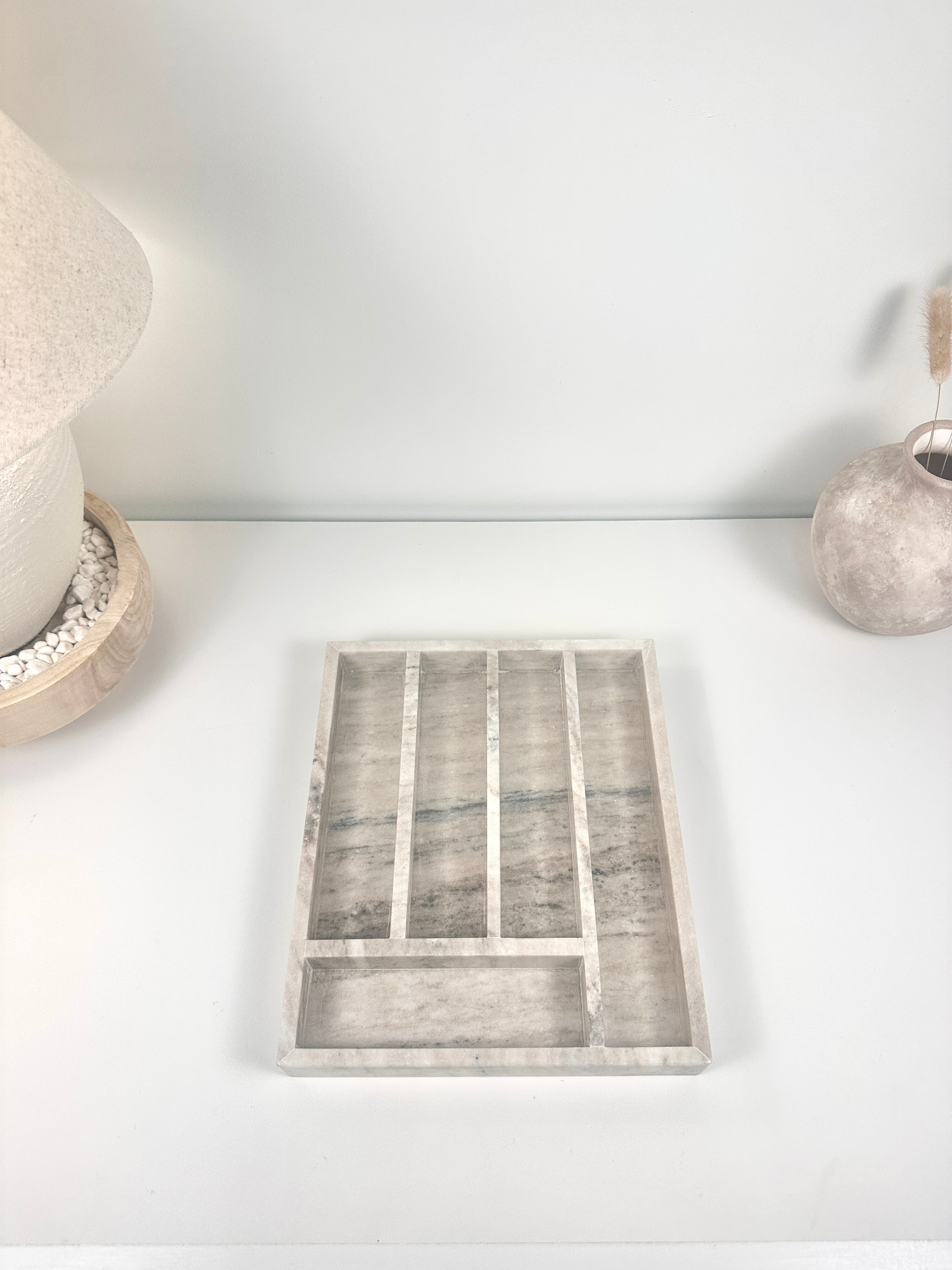 Luxury Marble Silverware/ Jewelry Tray Light Beige 13x11x1.8“