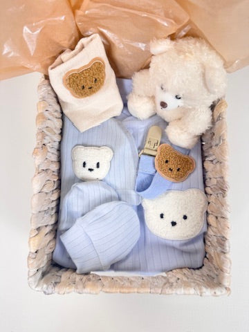 LUXURY BABY GIFT BAG - Cream/ Blue - Set of 7