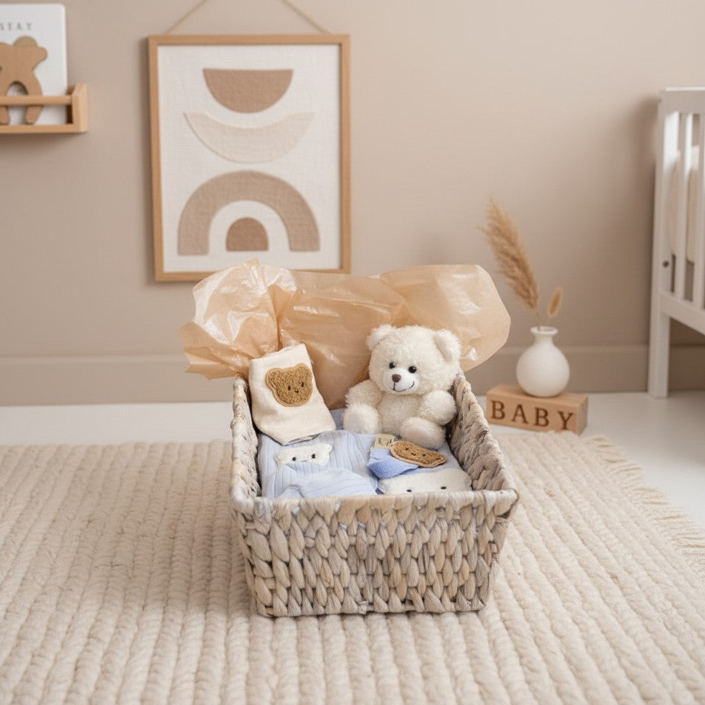 LUXURY BABY GIFT BAG - Cream/ Blue - Set of 7