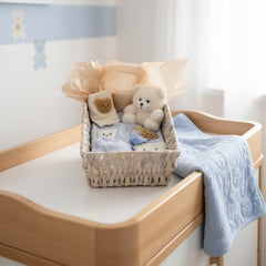 LUXURY BABY GIFT BAG - Cream/ Blue - Set of 7