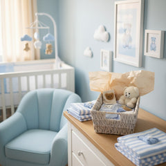 LUXURY BABY GIFT BAG - Cream/ Blue - Set of 7
