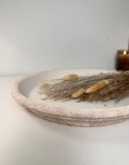 Saucer 14" Clay Ceramic Hand-painted Textured - Cream Sand Wash