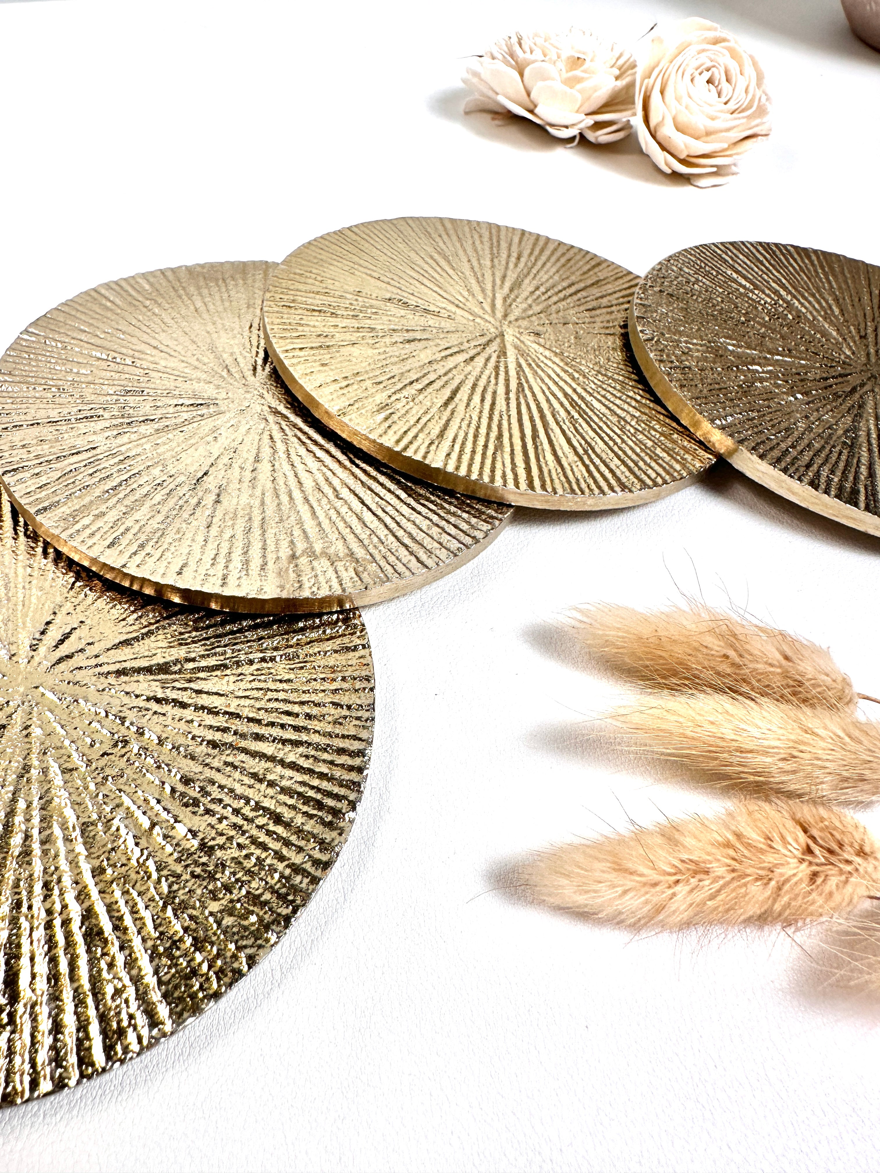 Set of 4 Round Metallic Gold Coasters