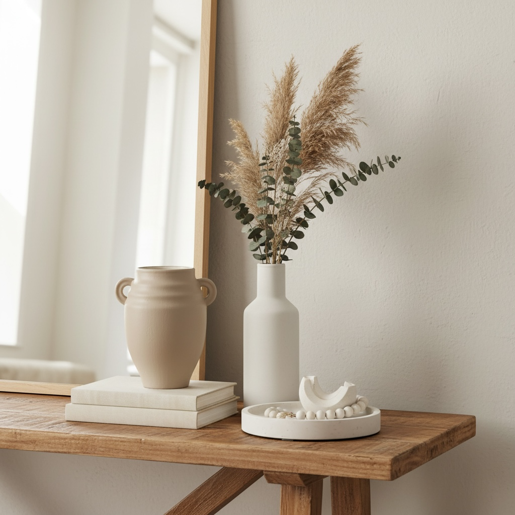 Minimalist Ceramic Vase with 2 handle 9" - Tan Matte