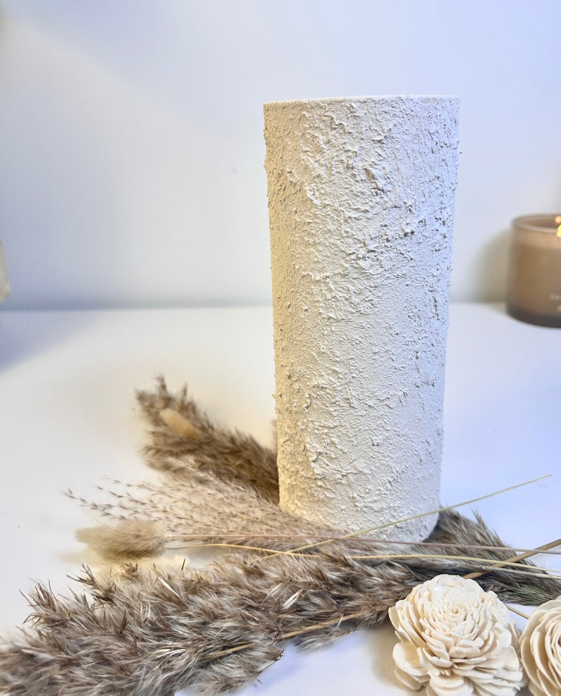 Minimalist Textured Hand-painted Glass Vase 8.5" tall - Off-White Cream