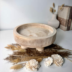Boho Minimalist Rustic Paulownia Wood Tray 10" long- Beige