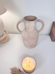 Roman Style Hand-Painted/Textured Ceramic Vase 13” tall - beige washed