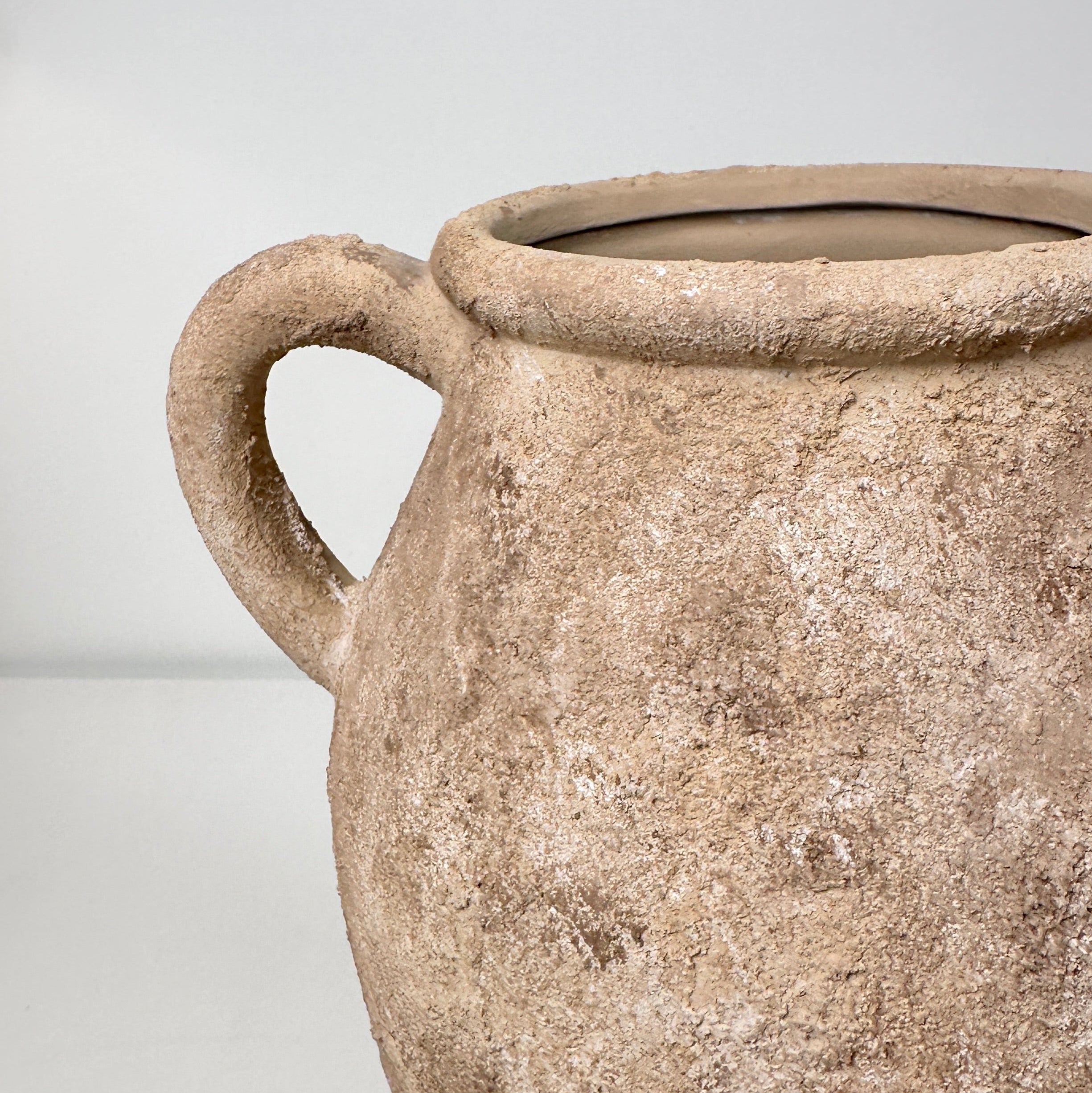 Rustic Hand-Painted Textured Amphora Vase 10" tall - Earth Brown