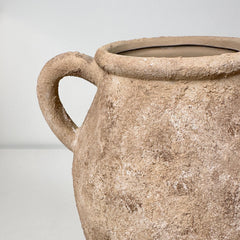 Rustic Hand-Painted Textured Amphora Vase 10" tall - Earth Brown