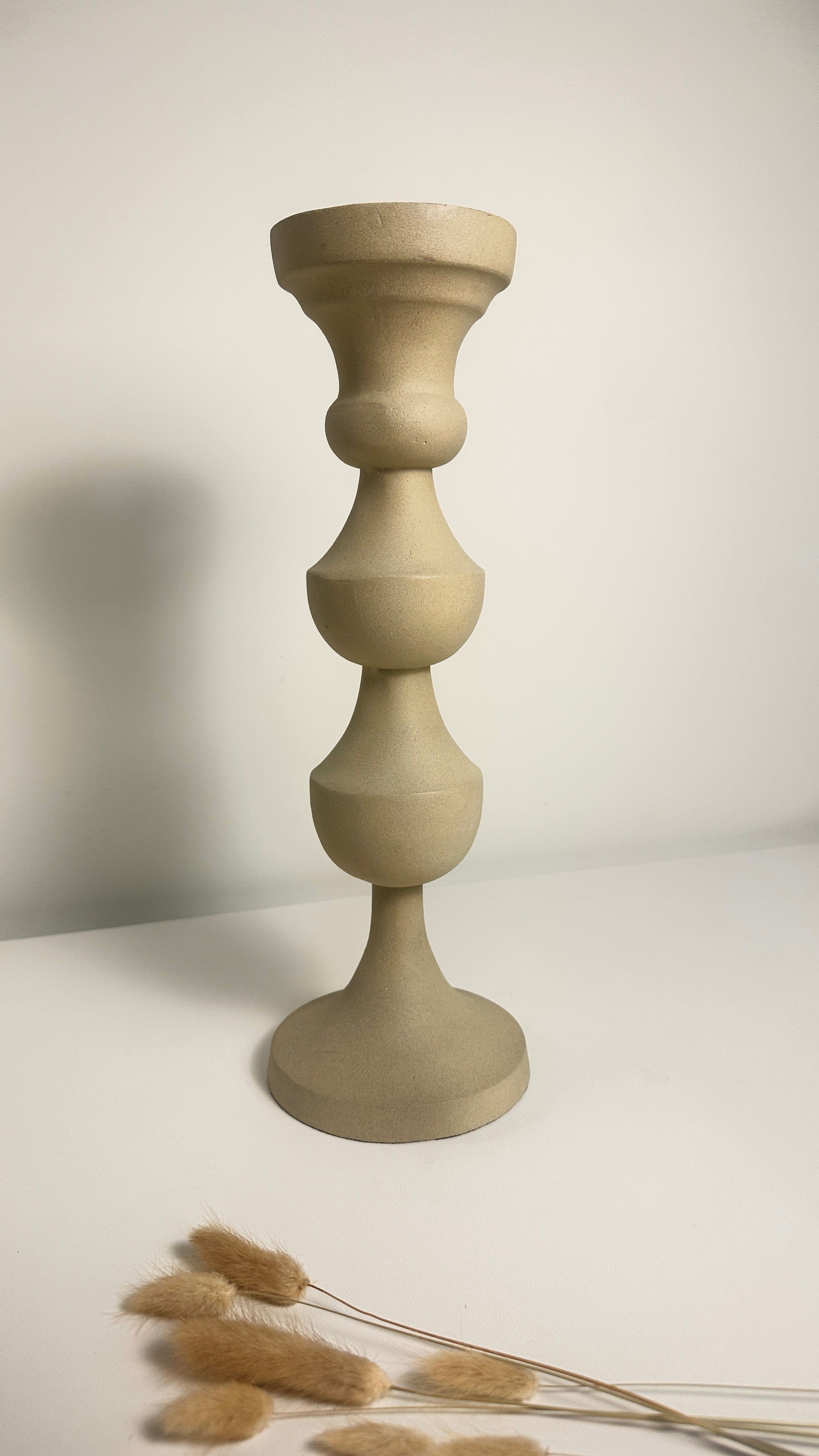 Sand Color Stone Style Candle Holder 15"