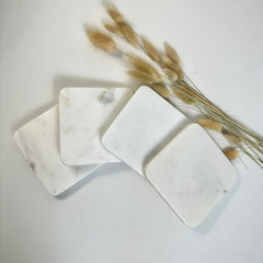 Set of 4 Luxury Marble White Coasters