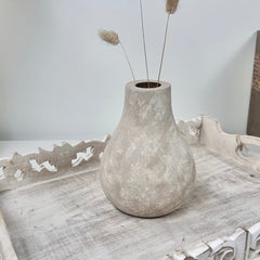 Rustic Beige Wash Wood Vase 6.5" tall