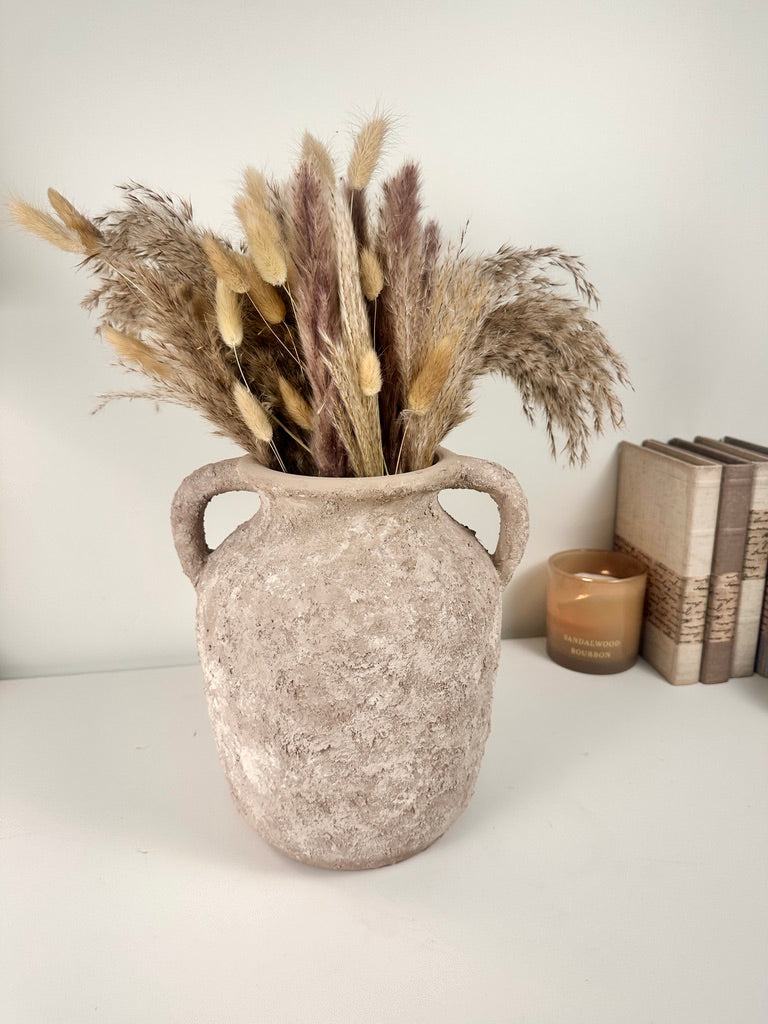 Rustic Minimalist Textured Hand-painted 10.5" tall - Beige washed