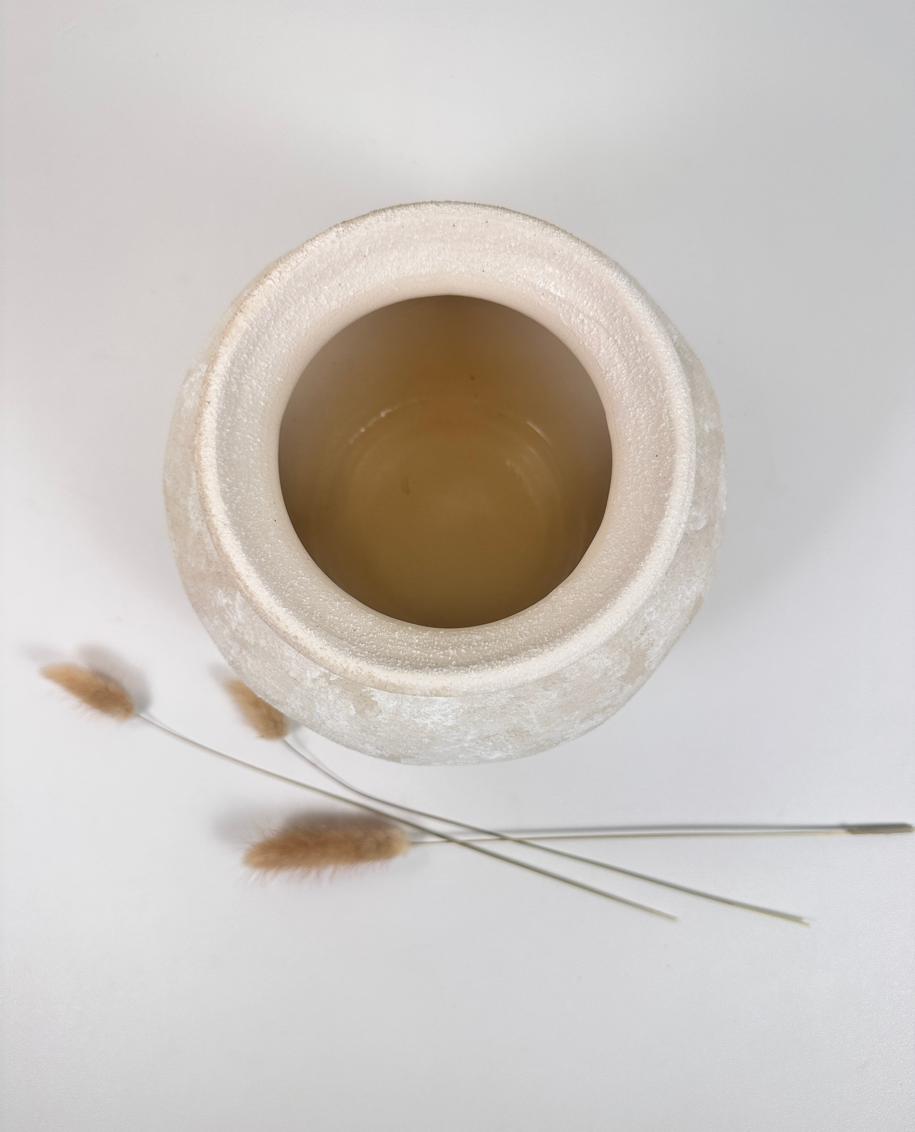 Minimalist Cream washed Vase 6.5" tall (8x8x6.5" dia 3.7")