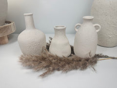 Set of 3 minimalist vases - hand painted and textured - off white