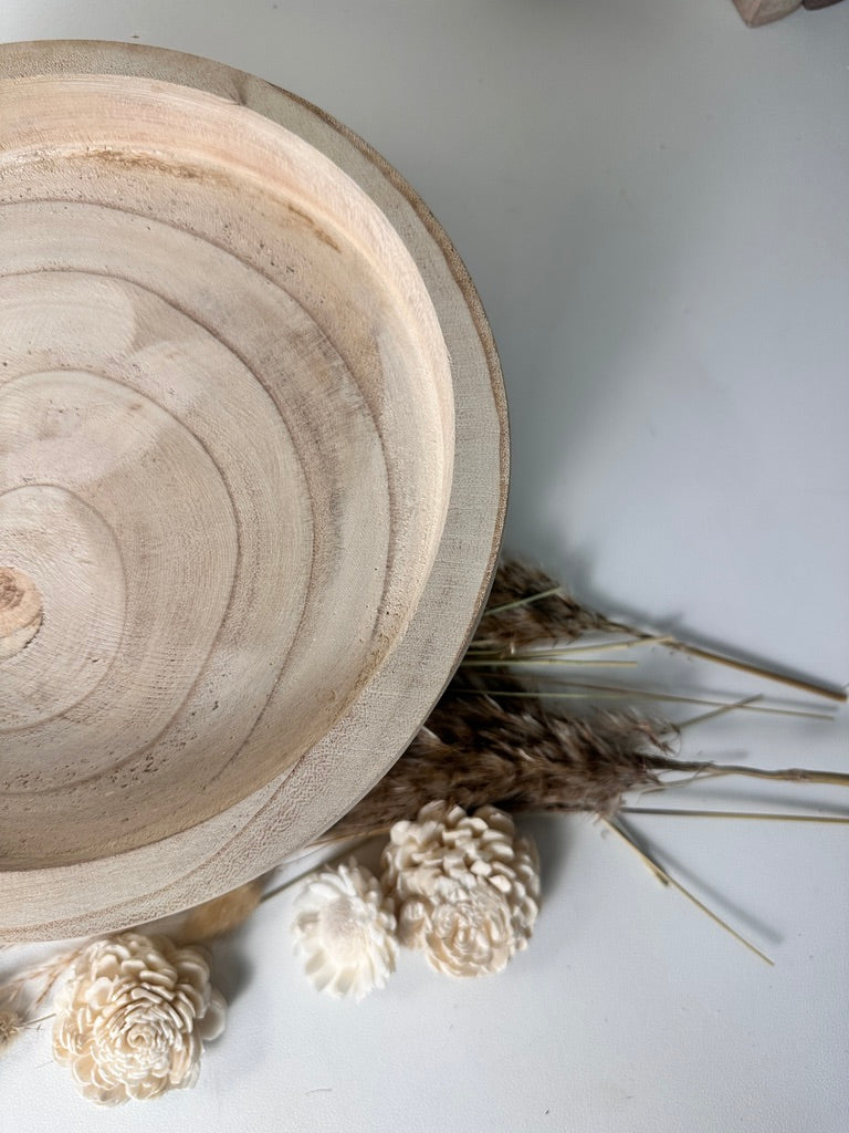 Boho Minimalist Rustic Paulownia Wood Tray 10" long- Beige