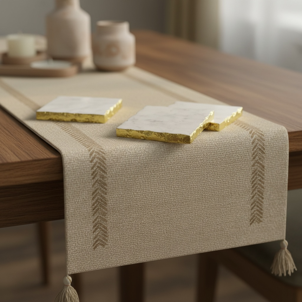 Elegant White Marble and Gold Coasters - Set of 4