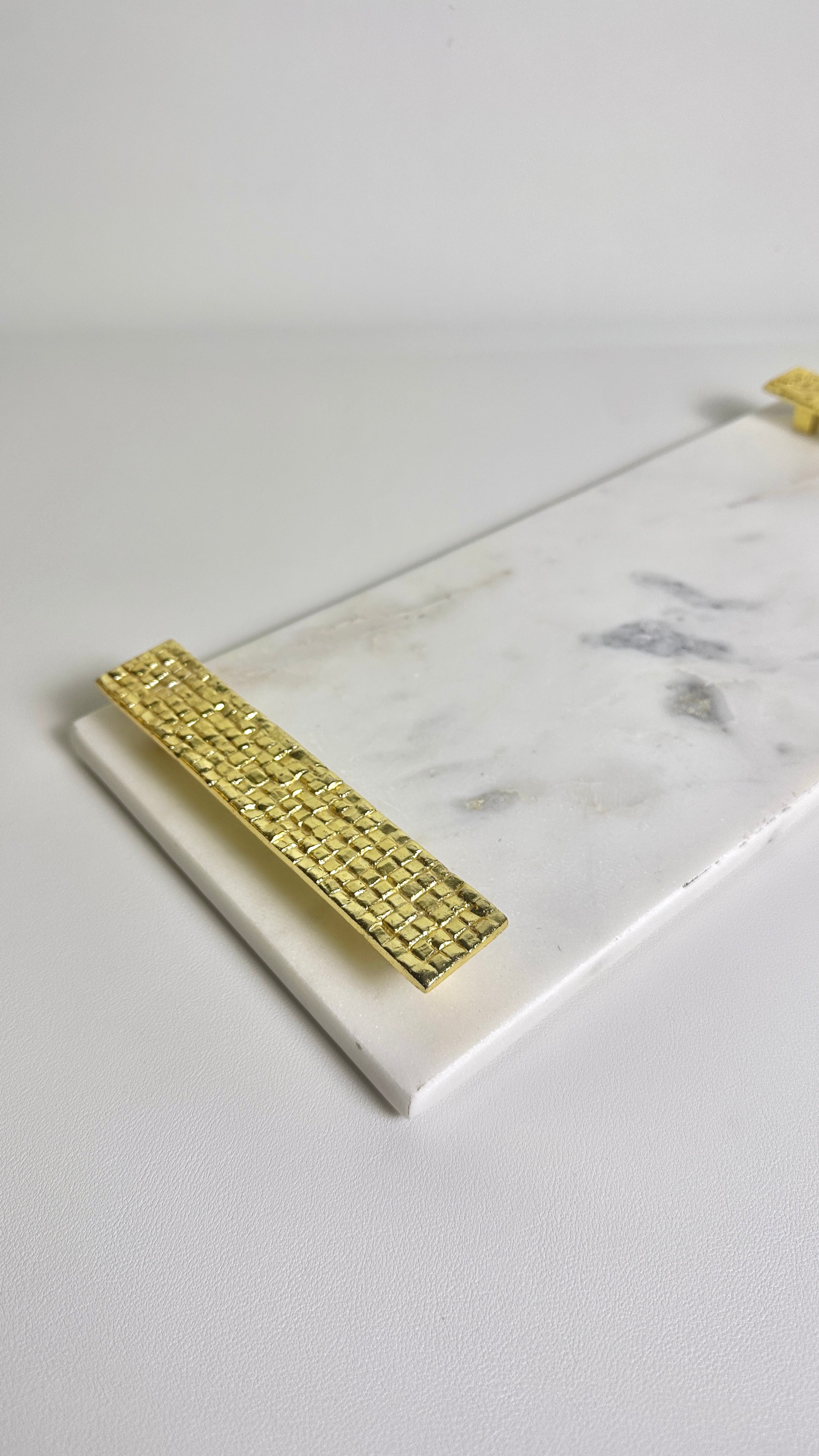 Elegant Marble Tray with Gold Handles 16" length