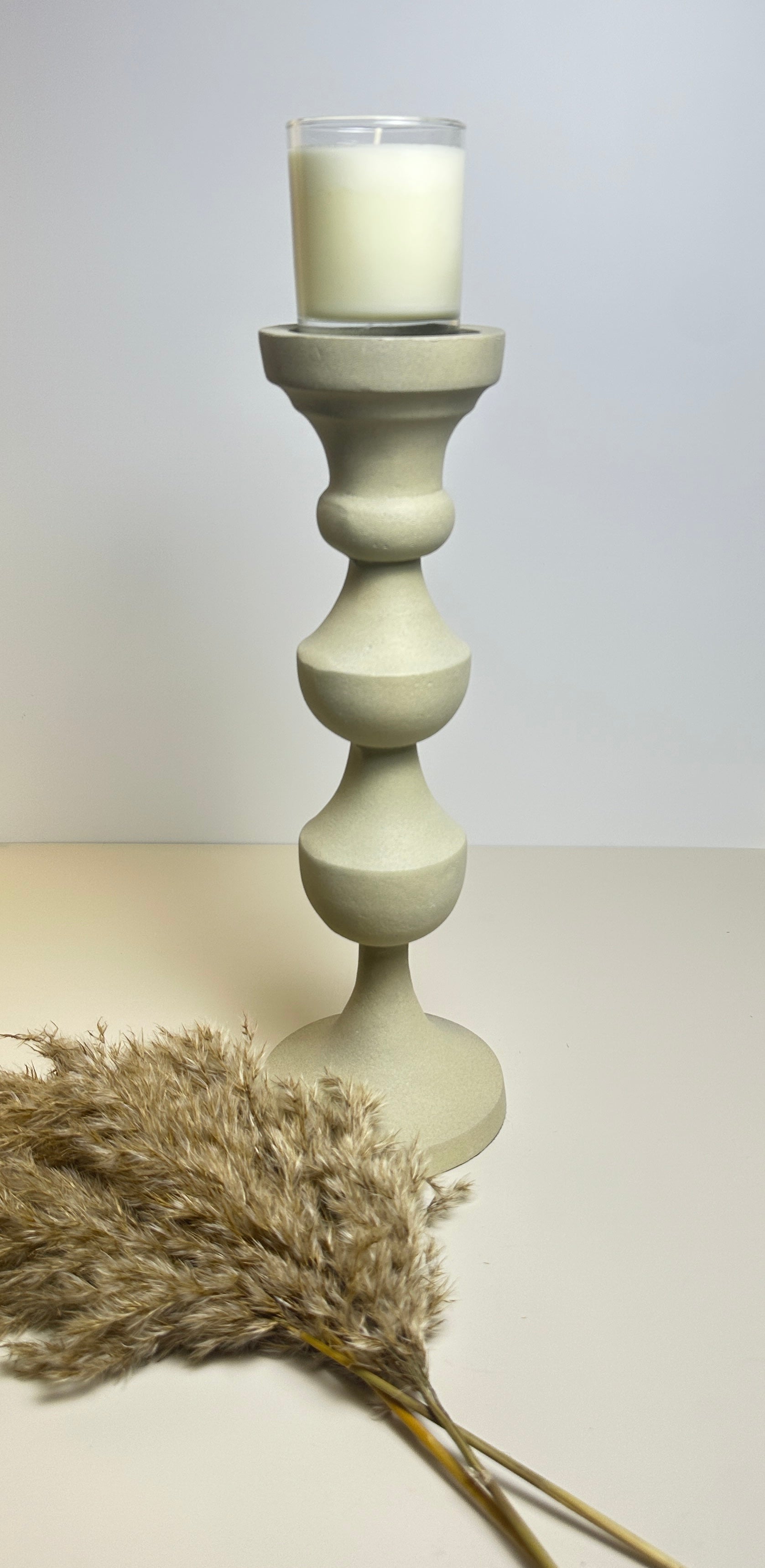 Sand Color Stone Style Candle Holder 15"