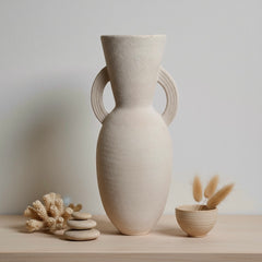 Minimalist Textured Roman Style Vase 14“ beige