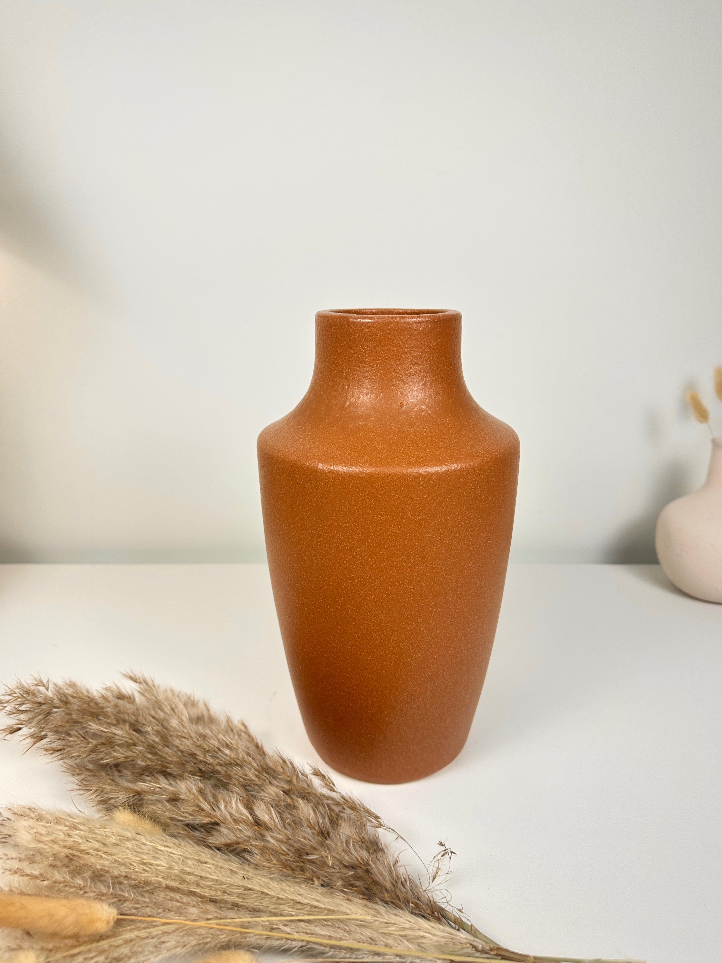 Retro Style Ceramic Brown Vase 11" tall