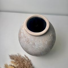 Handmade Painted Beige Wash Decorative Ceramic Vase 11’’ tall