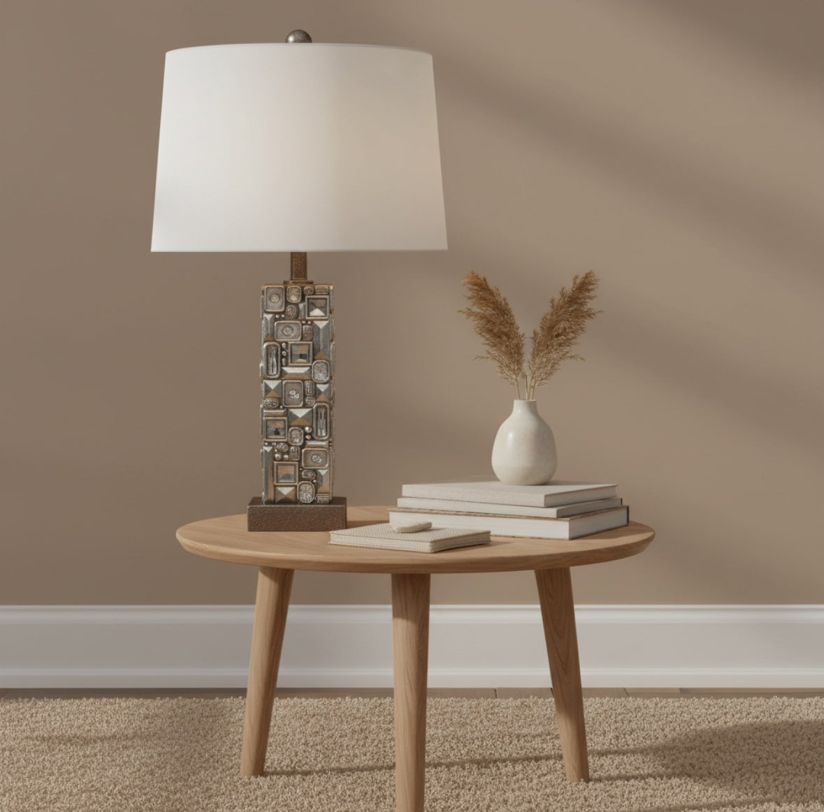 28" Tall Polyresin Table Lamp with Abstract Mirror Design