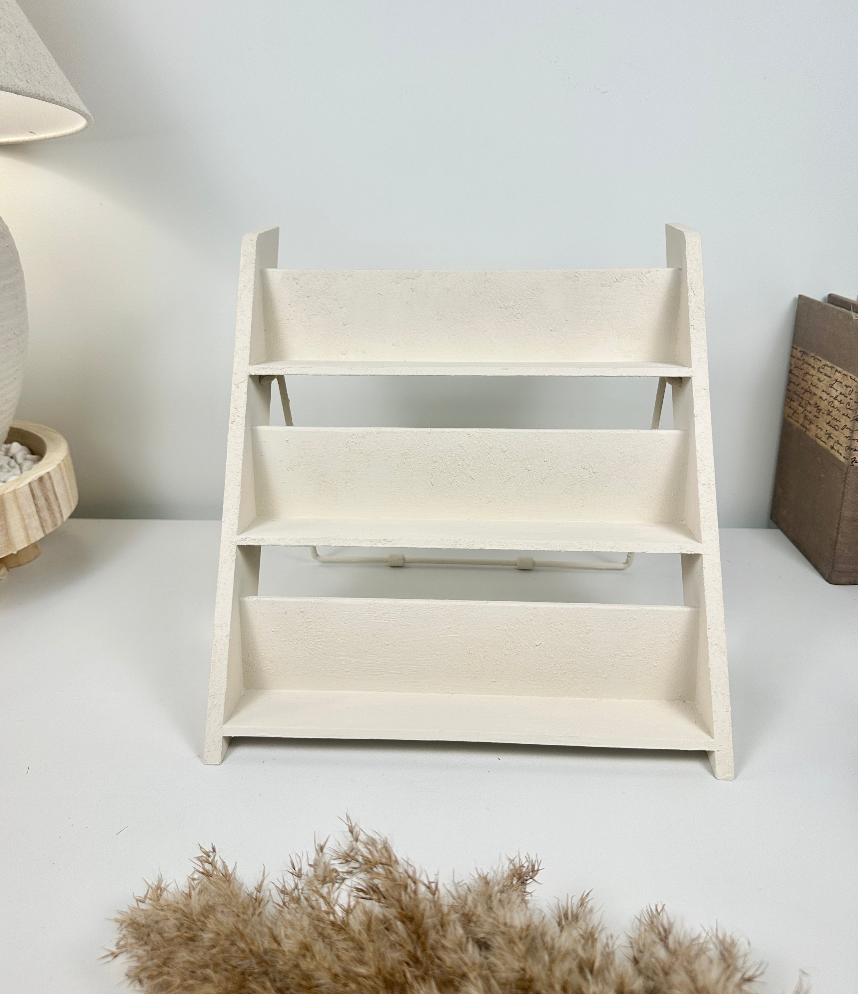 Minimalist Textured Kitchen Spice Wood Stand Rack (can fit 18 spice jars) - Cream
