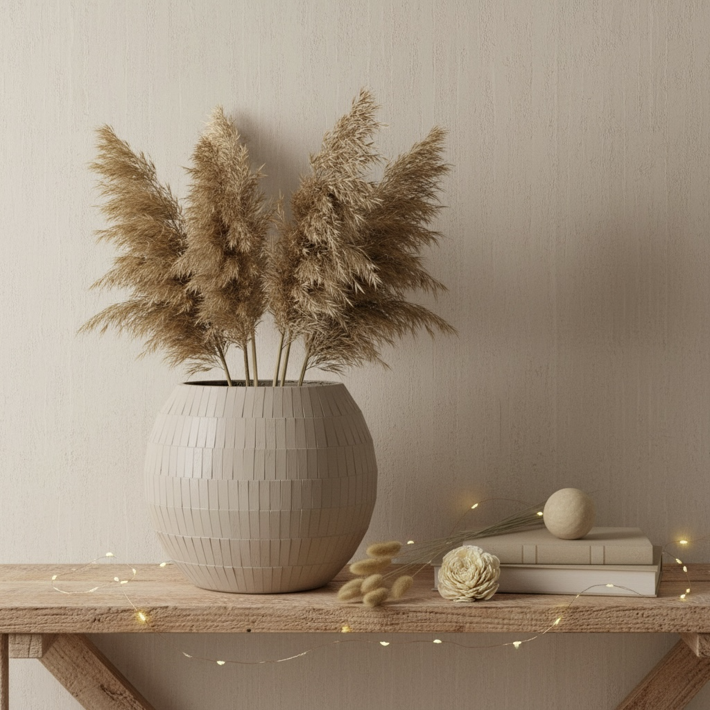 Mosaic Glass Vase 9", Tan Matte