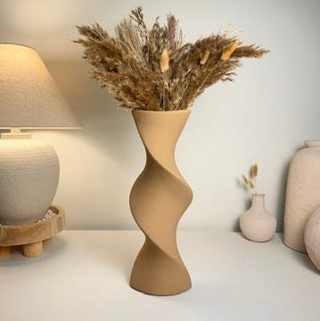 Modern Twisted Vase 16" - Coffee Brown