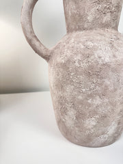Roman Style Hand-Painted/Textured Ceramic Vase 13” tall - beige washed