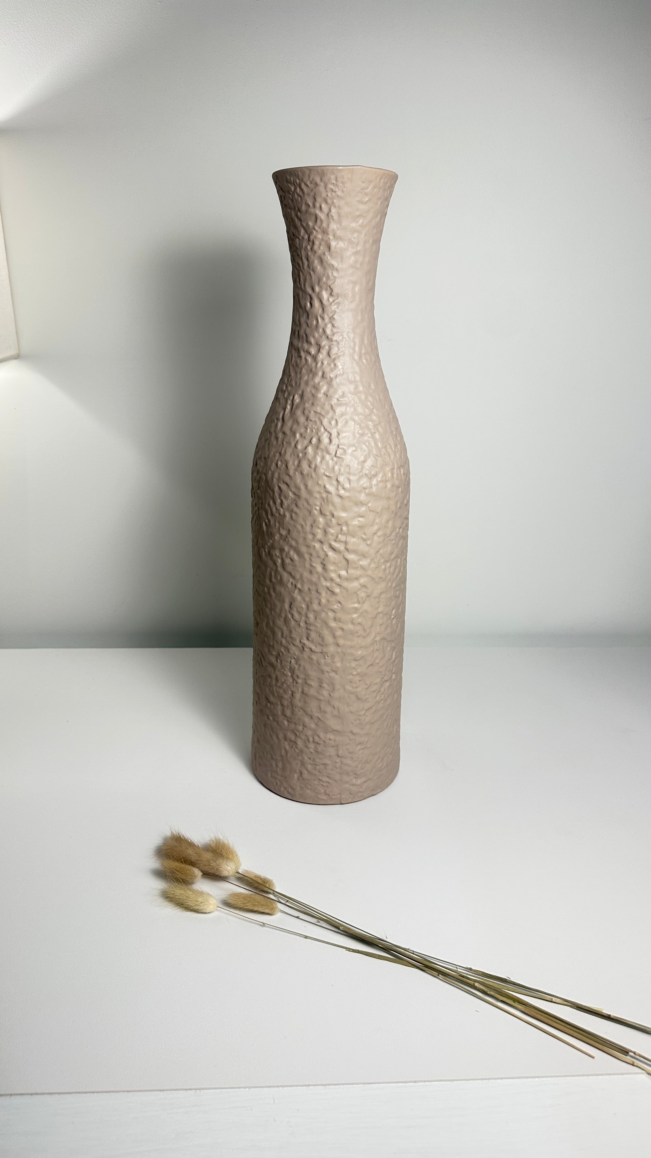 Minimalist Floor Vase 20" tall, Tan Matte