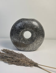 Modern Donut Silver Vase 10 inch tall