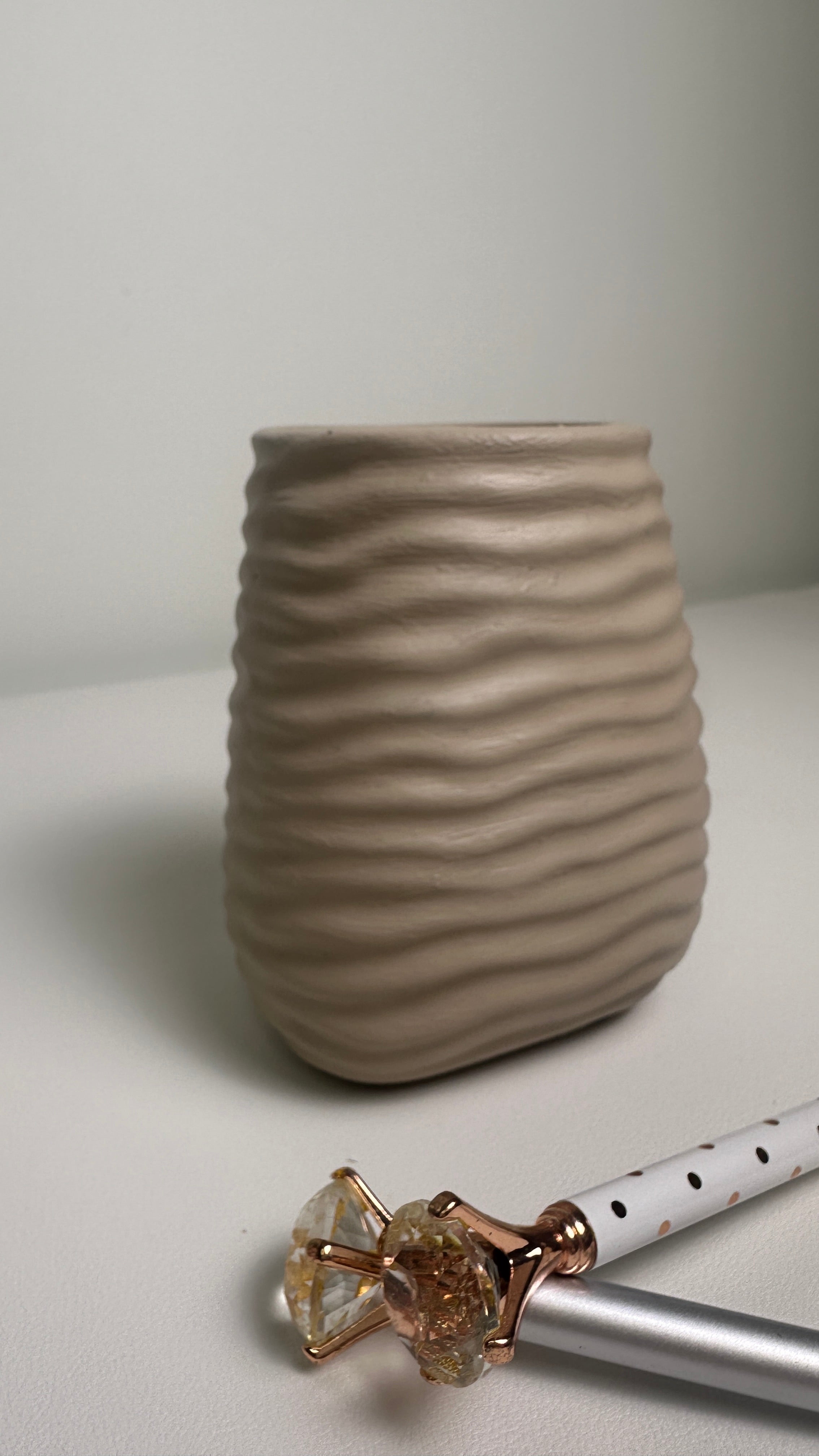 Small Vase/Pen Holder Minimalist Style  4.5"